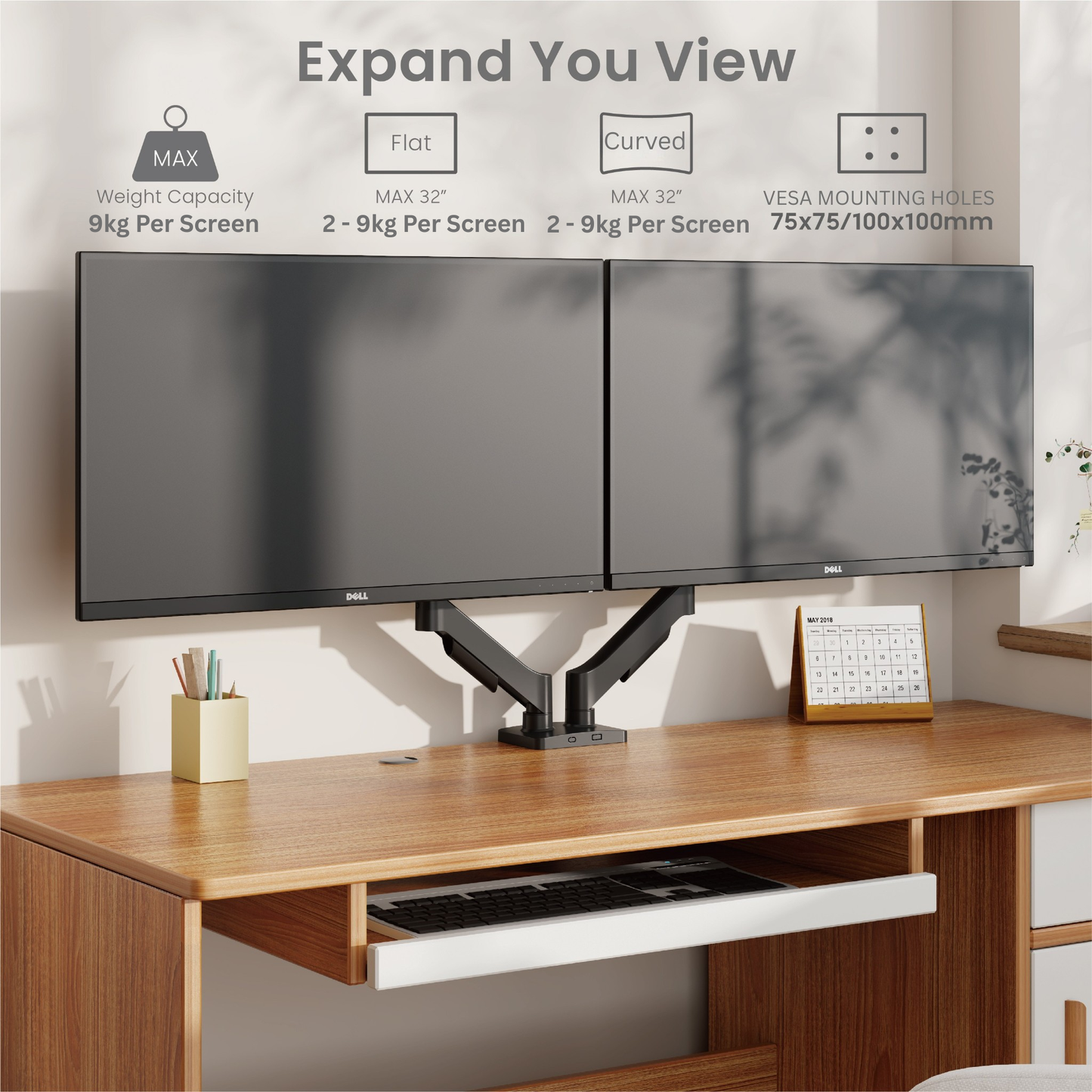Core Dual Monitor Arm Mount Adjustable Vesa Desktop Stand