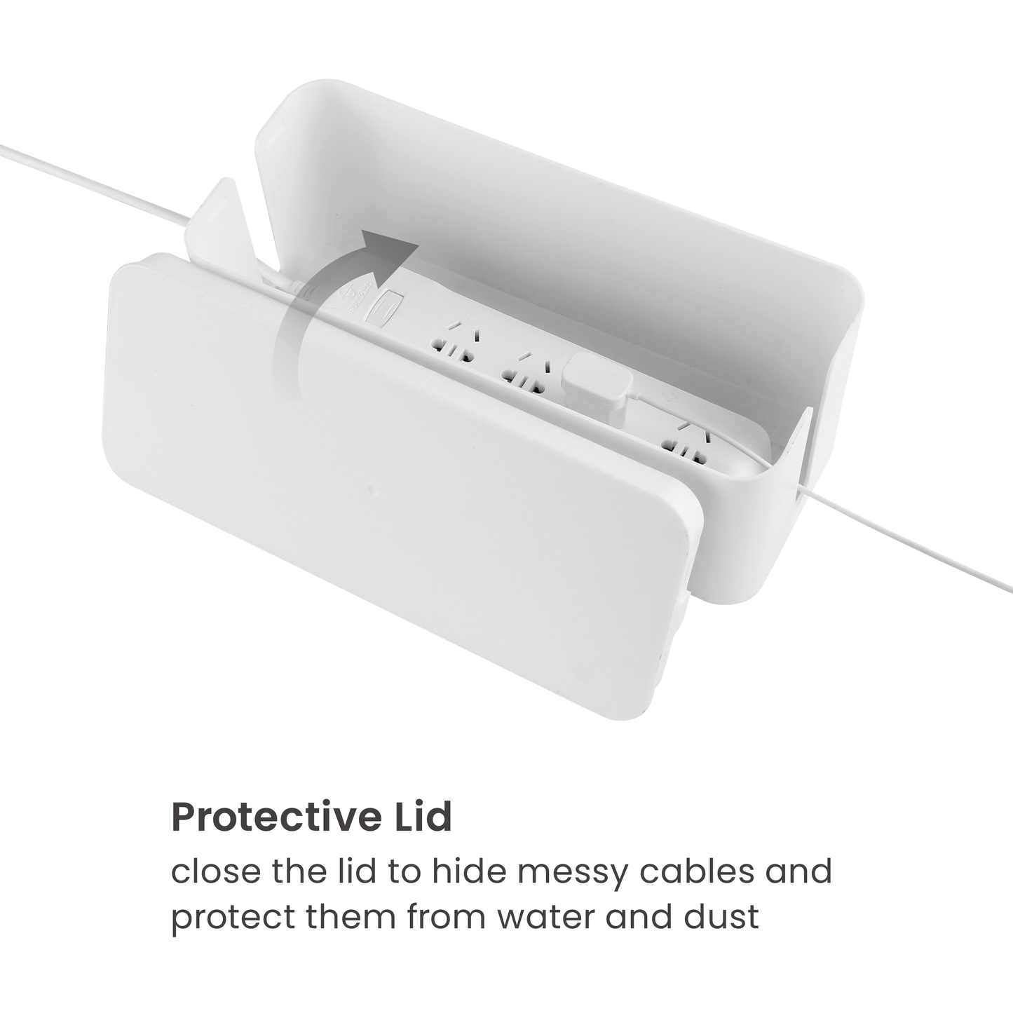 Cable Managment Box Cord Organiser with Lid - (32 x 13.2 x 12.7cm)