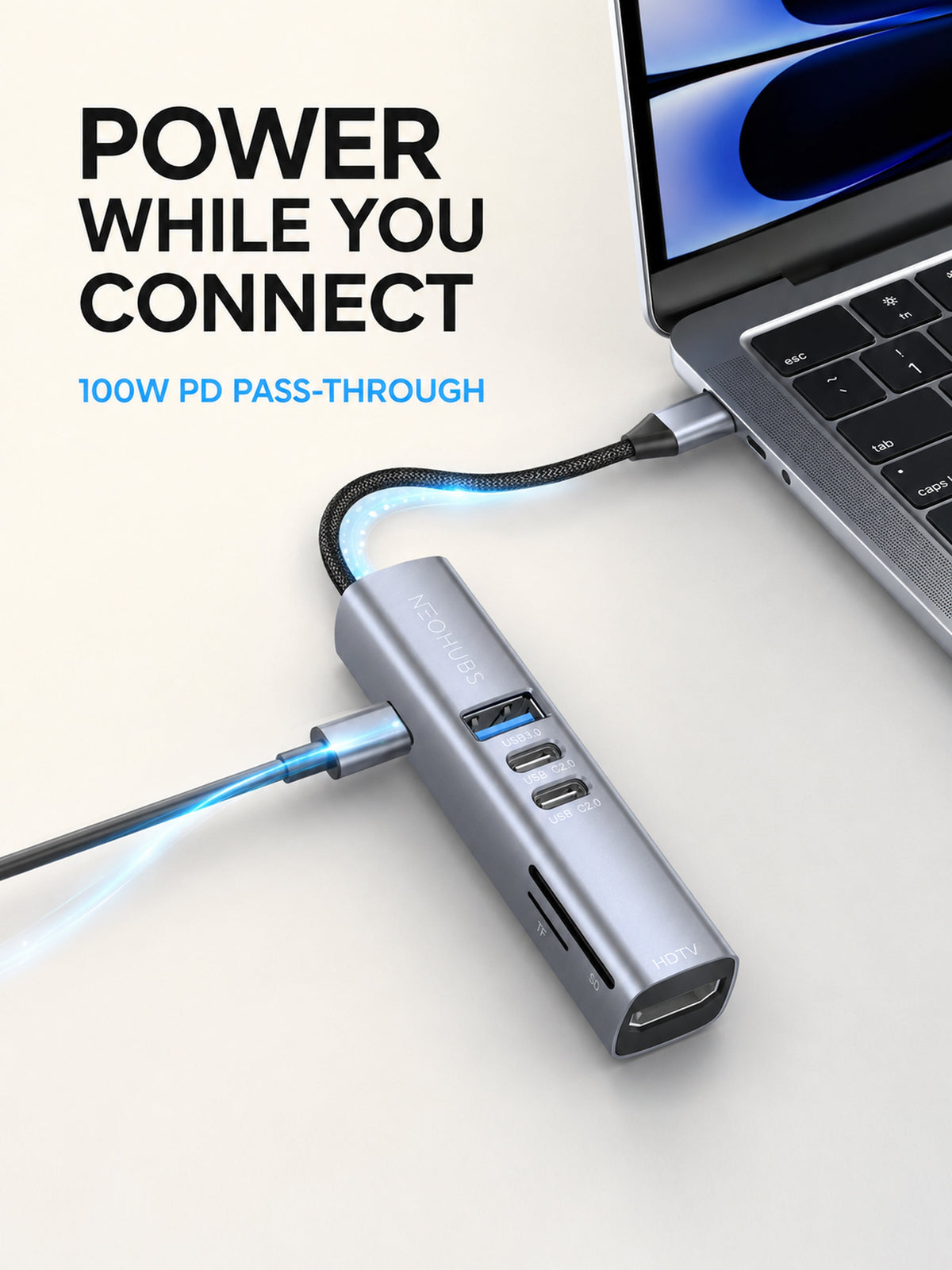 NEOHUBS HUB MAX 7-in-1 Type-C Hub with HDMI, 100W PD, SD/TF, USB 3 & USB-C