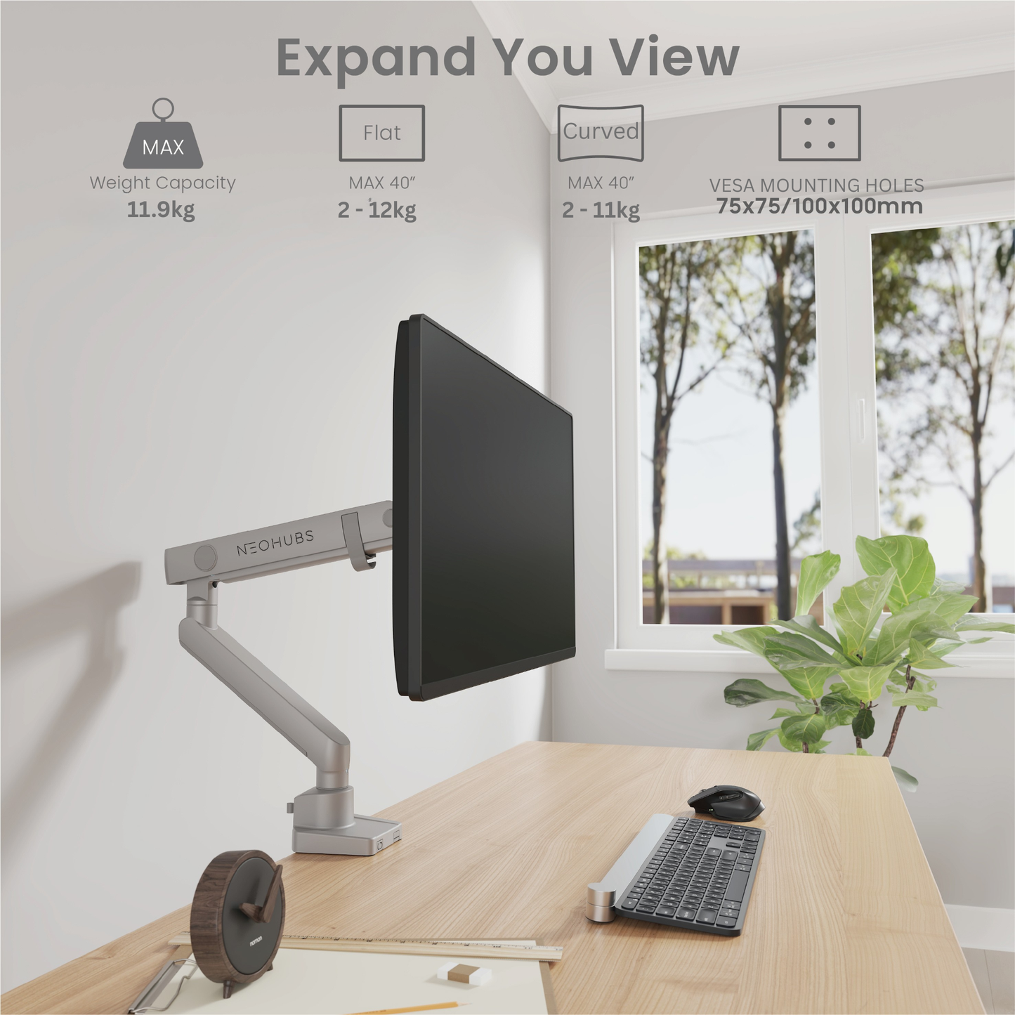 Pro Single Monitor Arm Mount Premium Adjustable VESA Desktop Stand