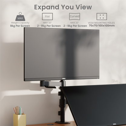 Core+ Dual Monitor Arm Mount Adjustable Vesa Desktop Stand