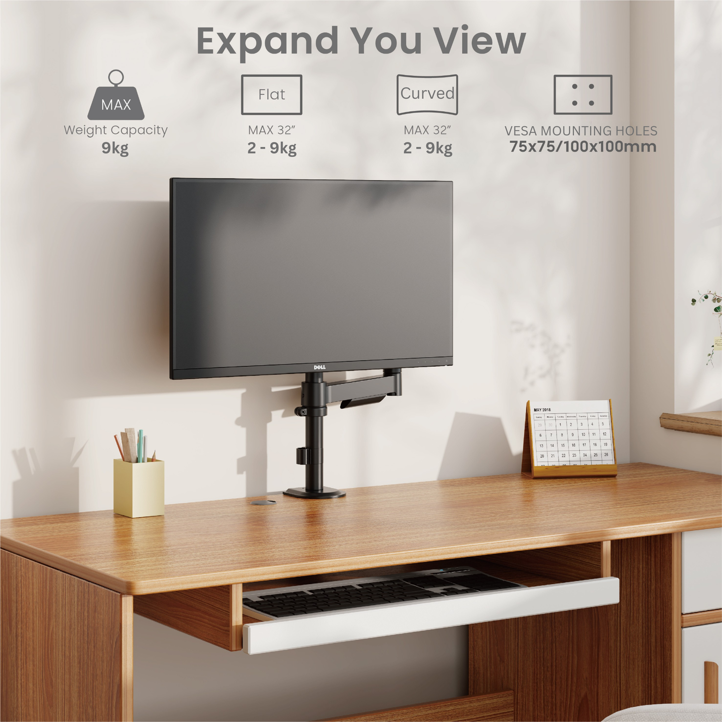 Core+ Single Monitor Arm Mount Adjustable Vesa Desktop Stand
