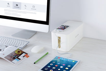 Cable Managment Box Cord Organiser with Lid - (32 x 13.2 x 12.7cm)