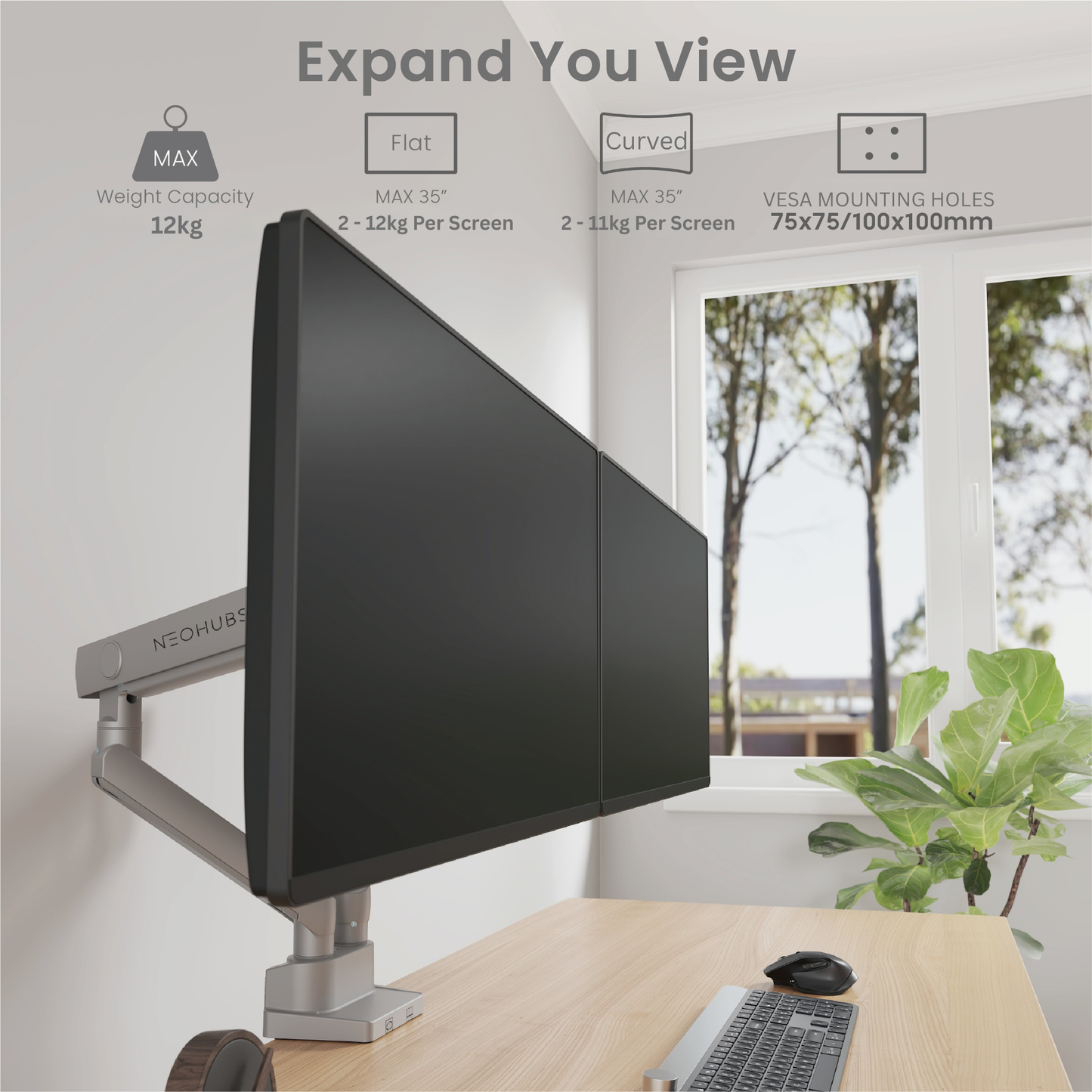Pro Dual Monitor Arm Mount Premium Adjustable VESA Desktop Stand