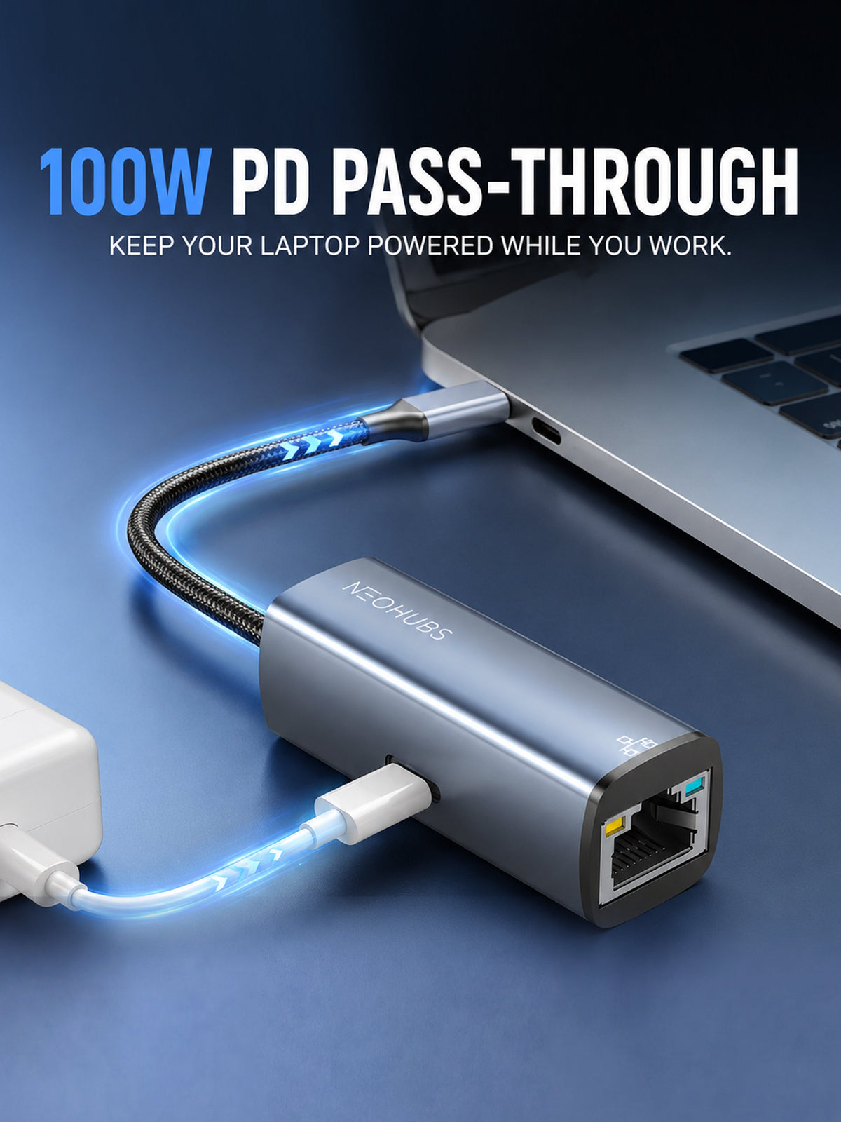 NEOHUBS HUB MINI 2-in-1 Type-C Hub with RJ45 Ethernet & USB-C PD 100W