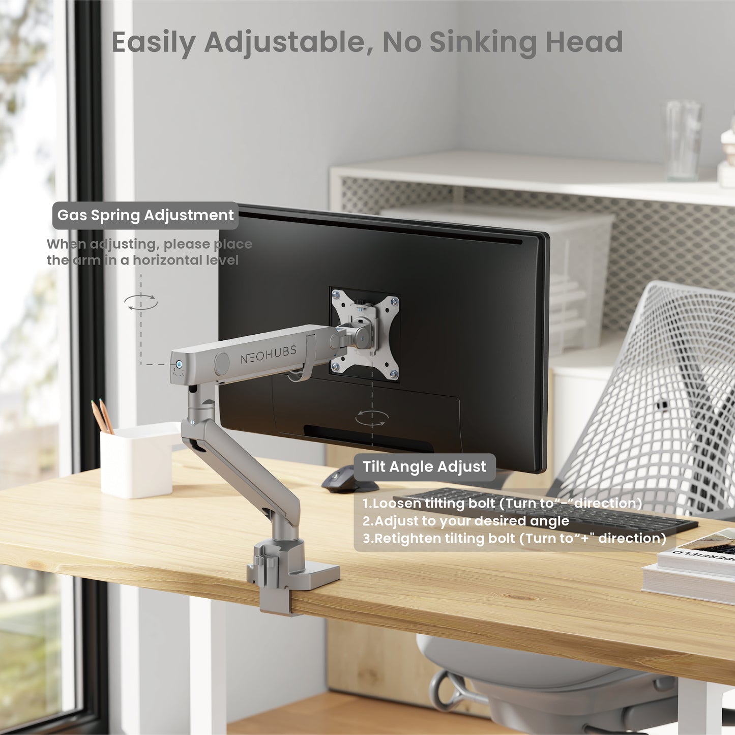 Pro Single Monitor Arm Mount Premium Adjustable VESA Desktop Stand