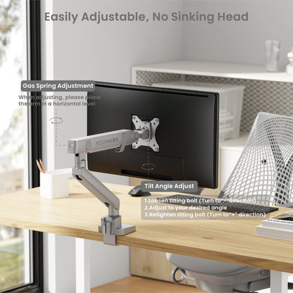 Pro Single Monitor Arm Mount Premium Adjustable VESA Desktop Stand
