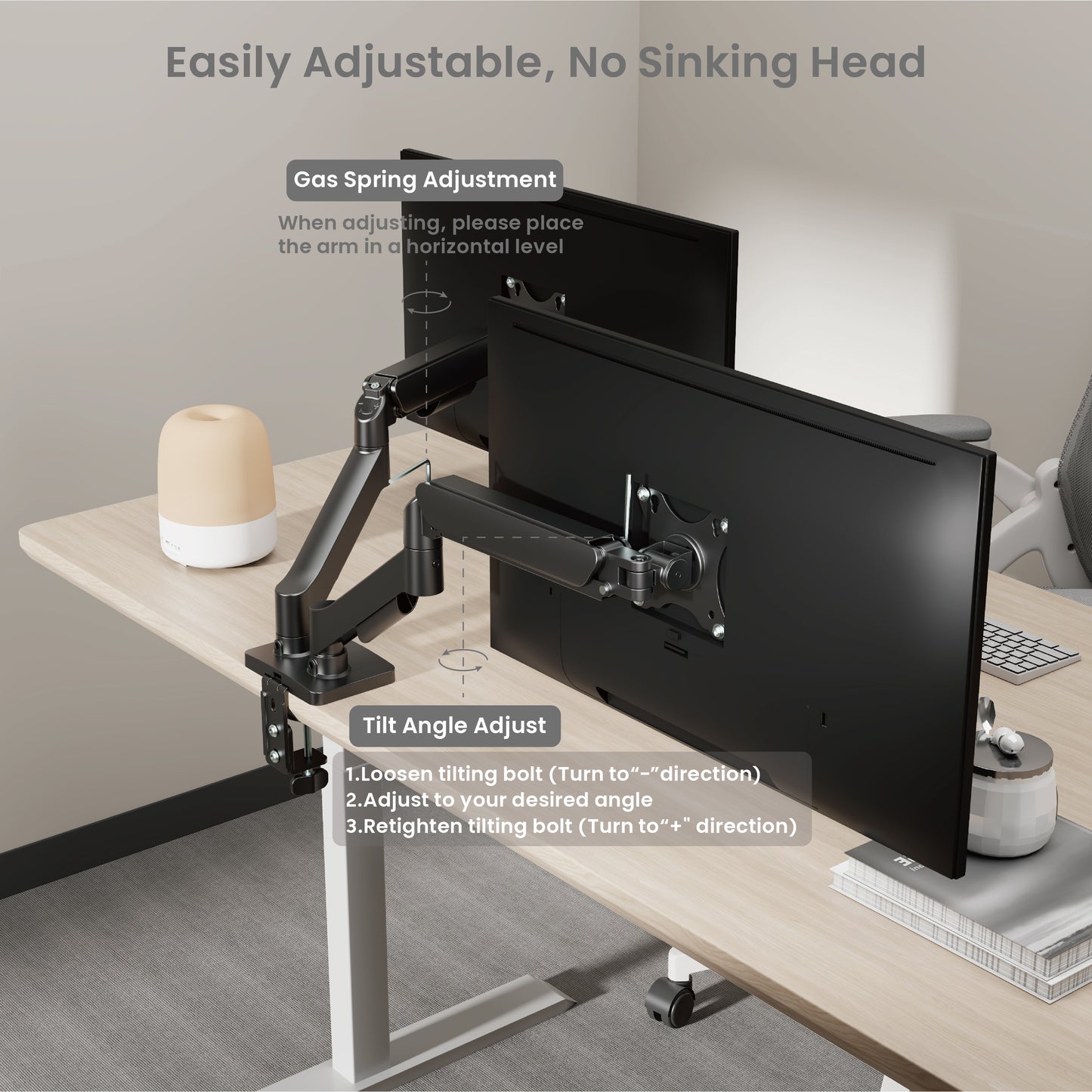 Core Dual Monitor Arm Mount Adjustable Vesa Desktop Stand