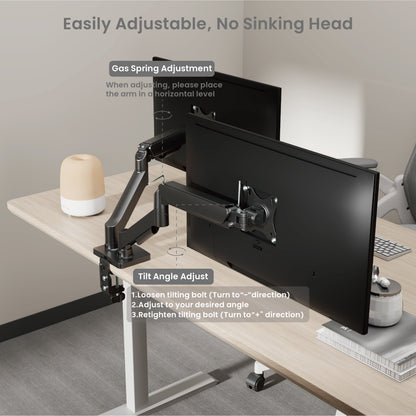 Core Dual Monitor Arm Mount Adjustable Vesa Desktop Stand