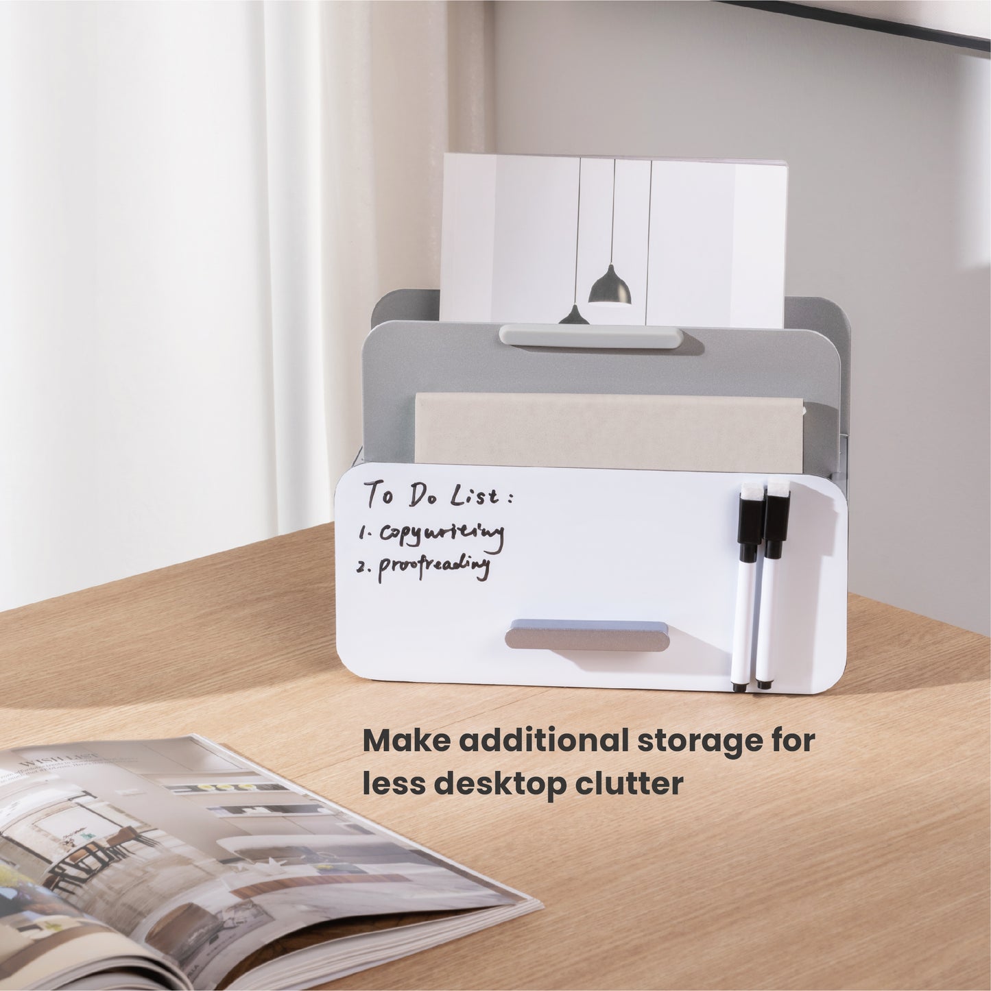 Ergonomic Steel Storage Box Stand Desk Organiser Tray