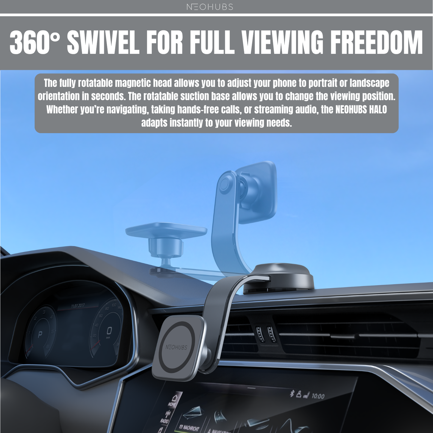 HALO Adjustable Magnetic Dashboard Car Phone Holder Mount