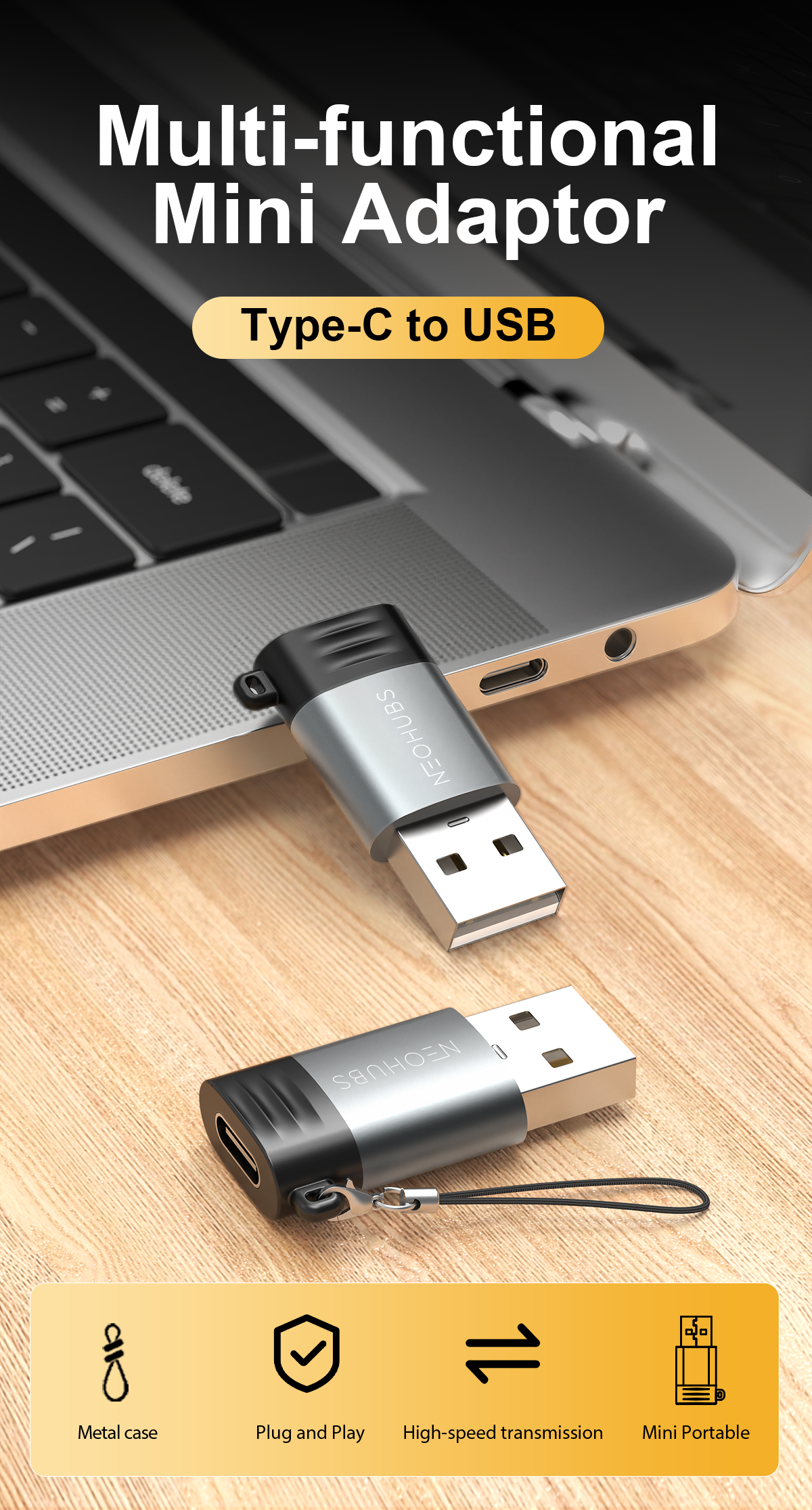 NEOHUBS NEX ADAPT Type-C to USB 3.0 Adapter USB-C to USB-A Converter