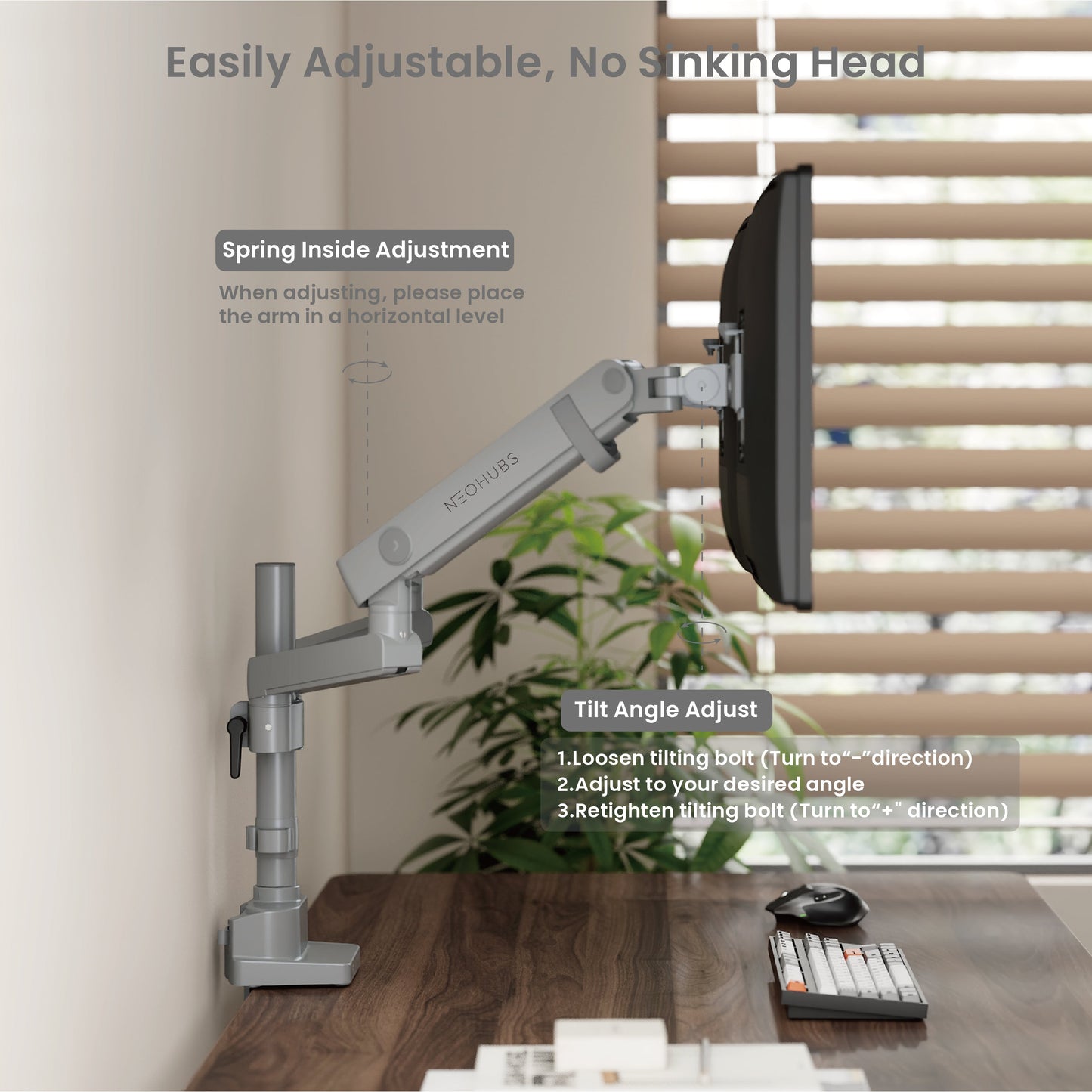 NEOHUBS Pro+ Dual Monitor Arm Mount Premium Adjustable VESA Desktop Stand