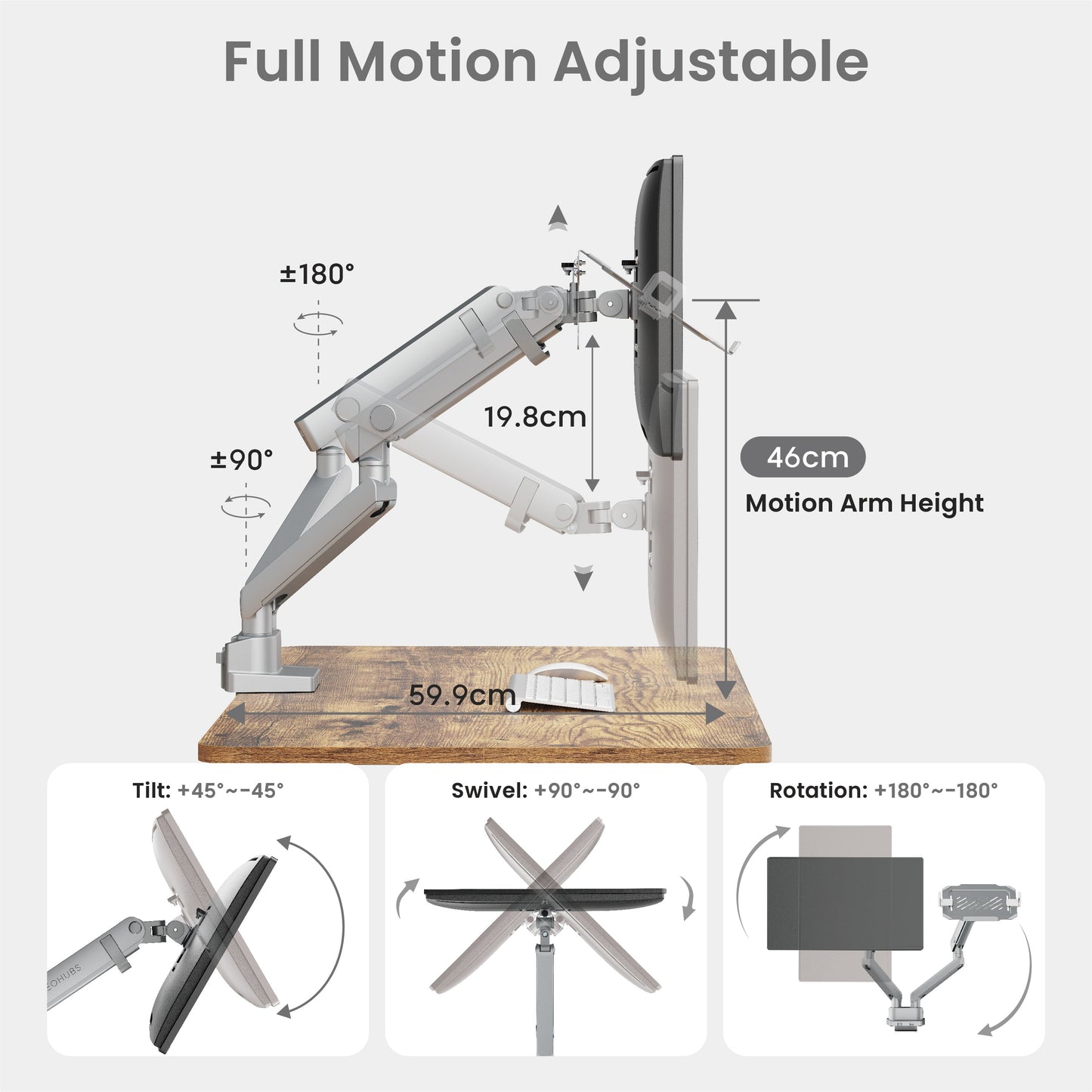 NEOHUBS Pro Hybrid Laptop & Monitor Arm Mount Adjustable VESA Desktop Stand