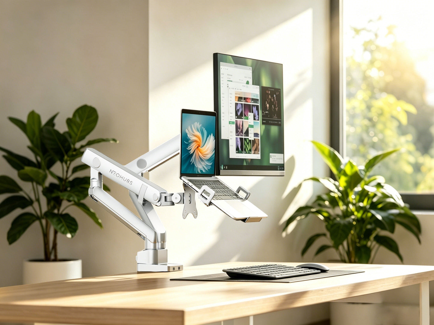 NEOHUBS Pro Hybrid Laptop & Monitor Arm Mount Adjustable VESA Desktop Stand