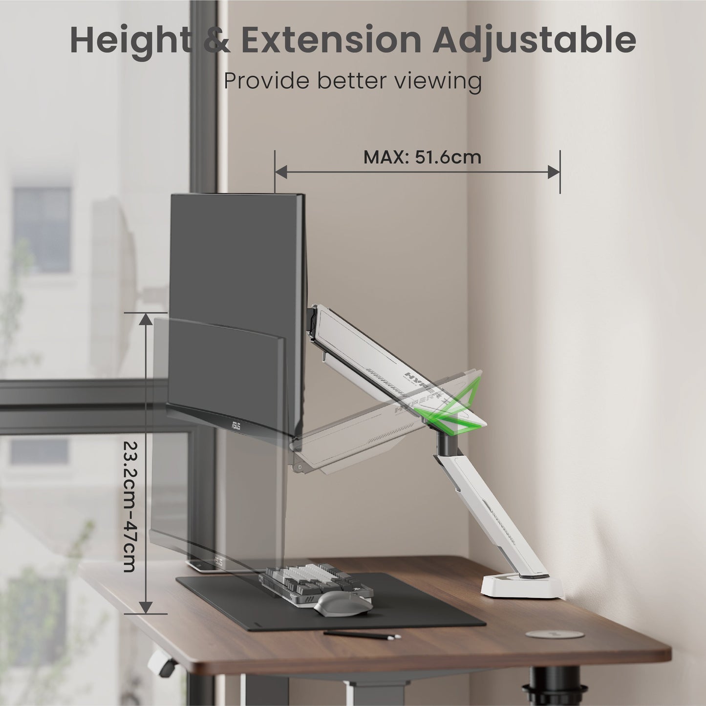 NEOHUBS Play Single Monitor Arm Mount Gaming Adjustable VESA Desktop Stand