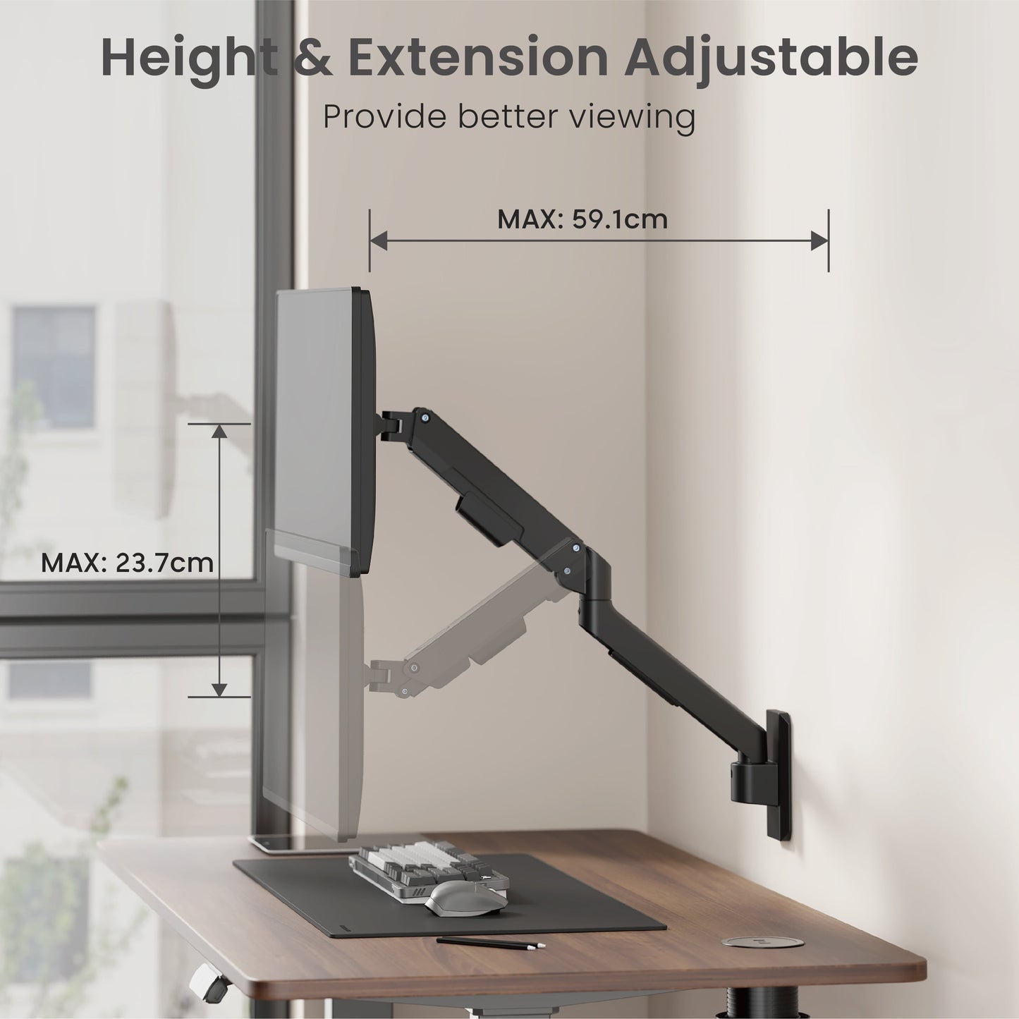 NEOHUBS Core Wall Single Monitor Arm Mount Adjustable VESA Desktop Stand