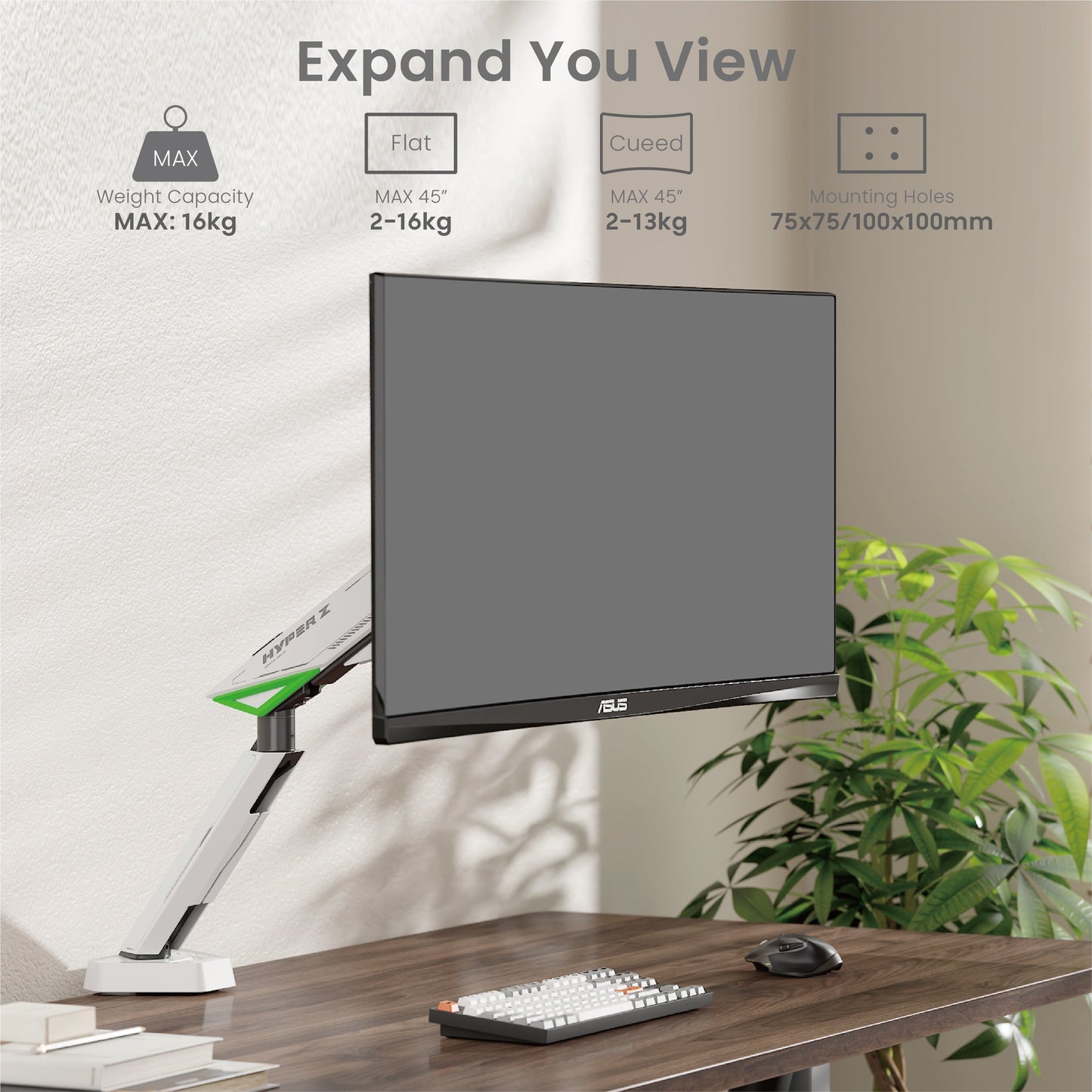 NEOHUBS Play Single Monitor Arm Mount Gaming Adjustable VESA Desktop Stand