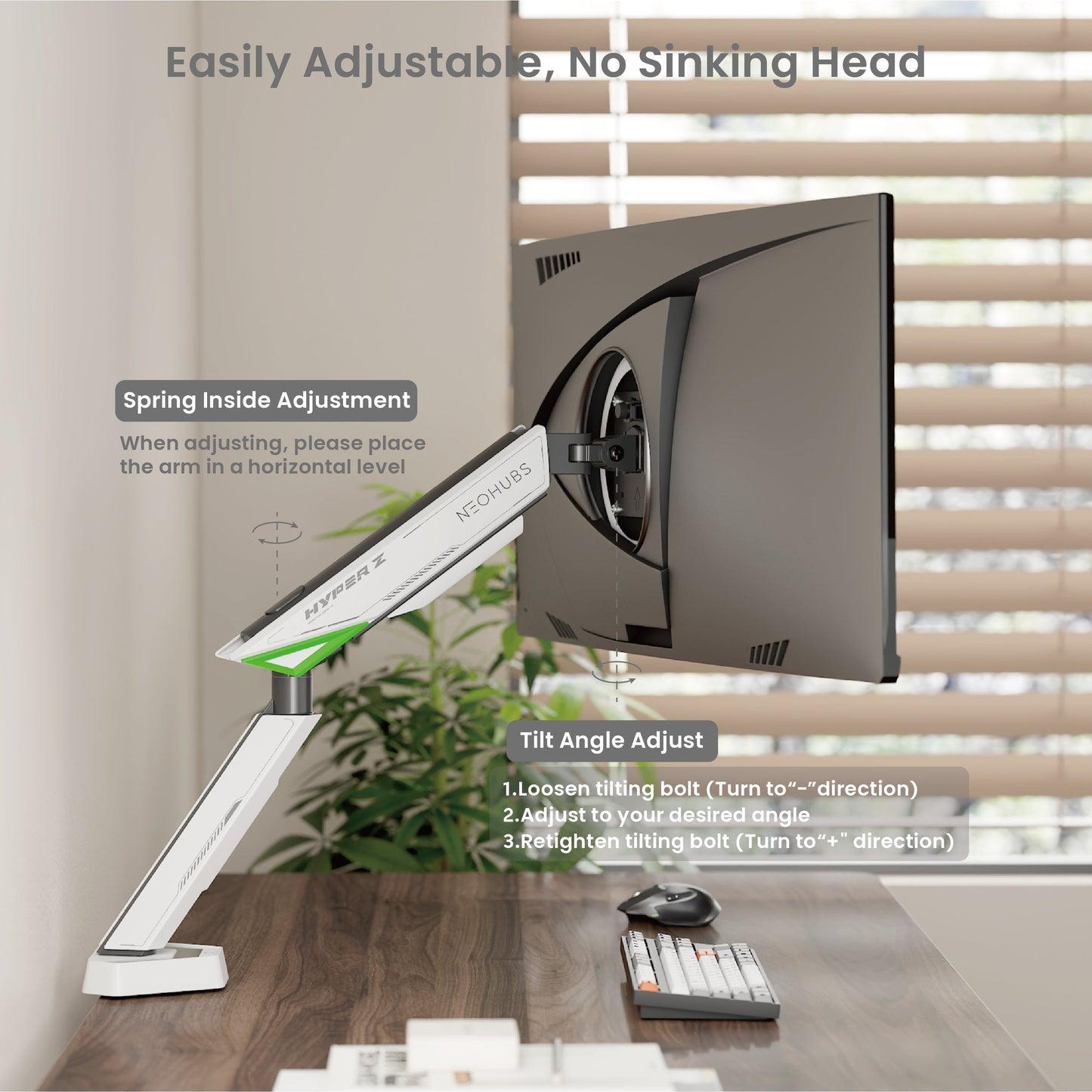 NEOHUBS Play Single Monitor Arm Mount Gaming Adjustable VESA Desktop Stand