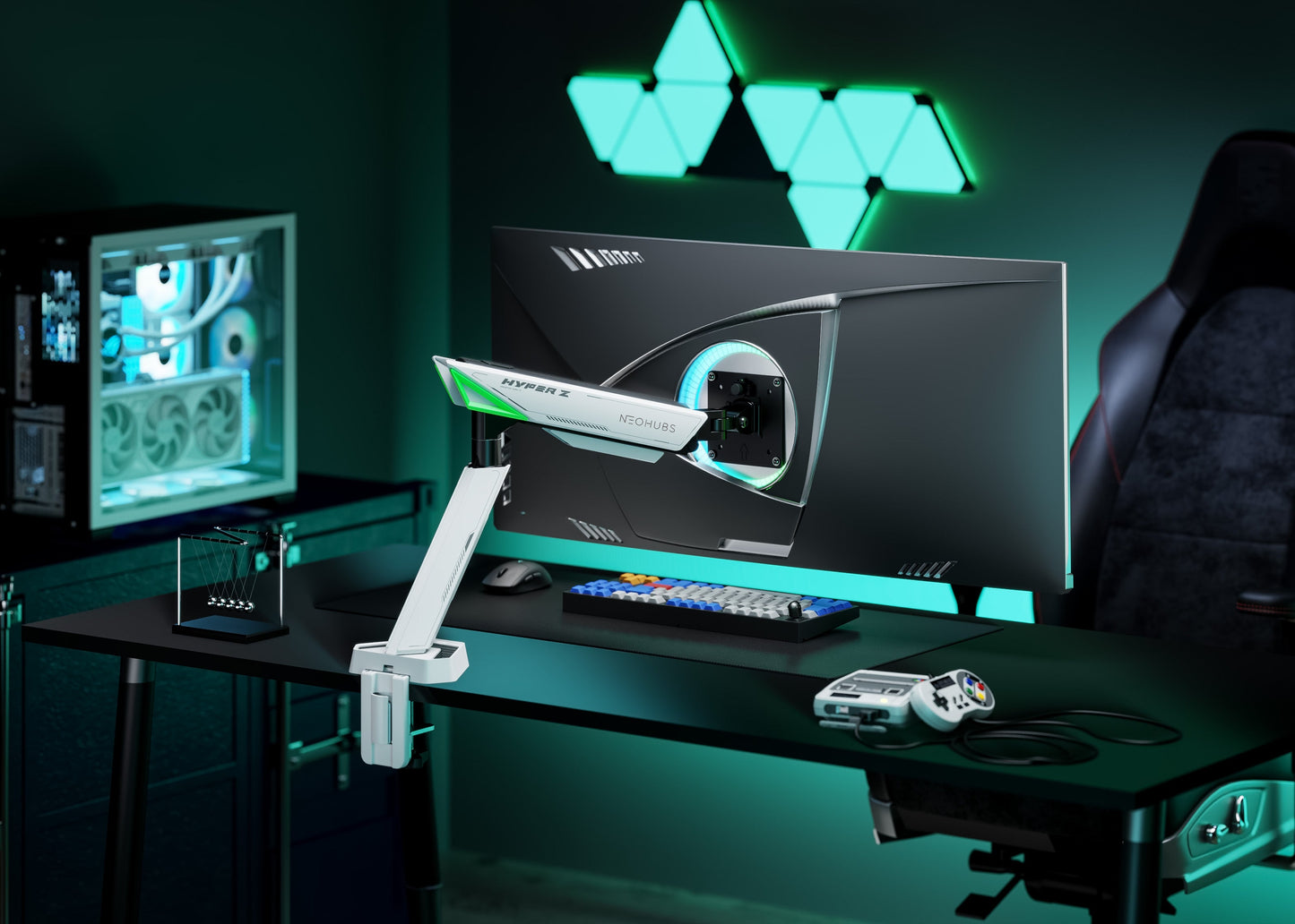 NEOHUBS Play Single Monitor Arm Mount Gaming Adjustable VESA Desktop Stand