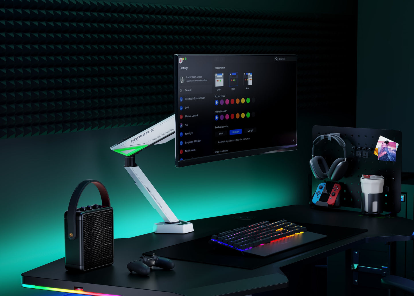 NEOHUBS Play Single Monitor Arm Mount Gaming Adjustable VESA Desktop Stand