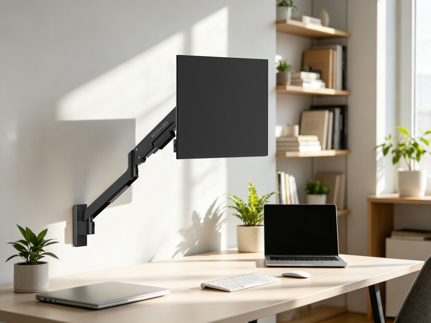 NEOHUBS Core Wall Single Monitor Arm Mount Adjustable VESA Desktop Stand