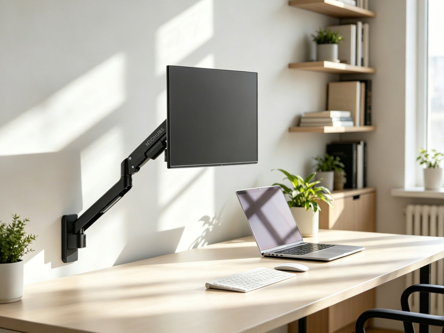 NEOHUBS Core Wall Single Monitor Arm Mount Adjustable VESA Desktop Stand