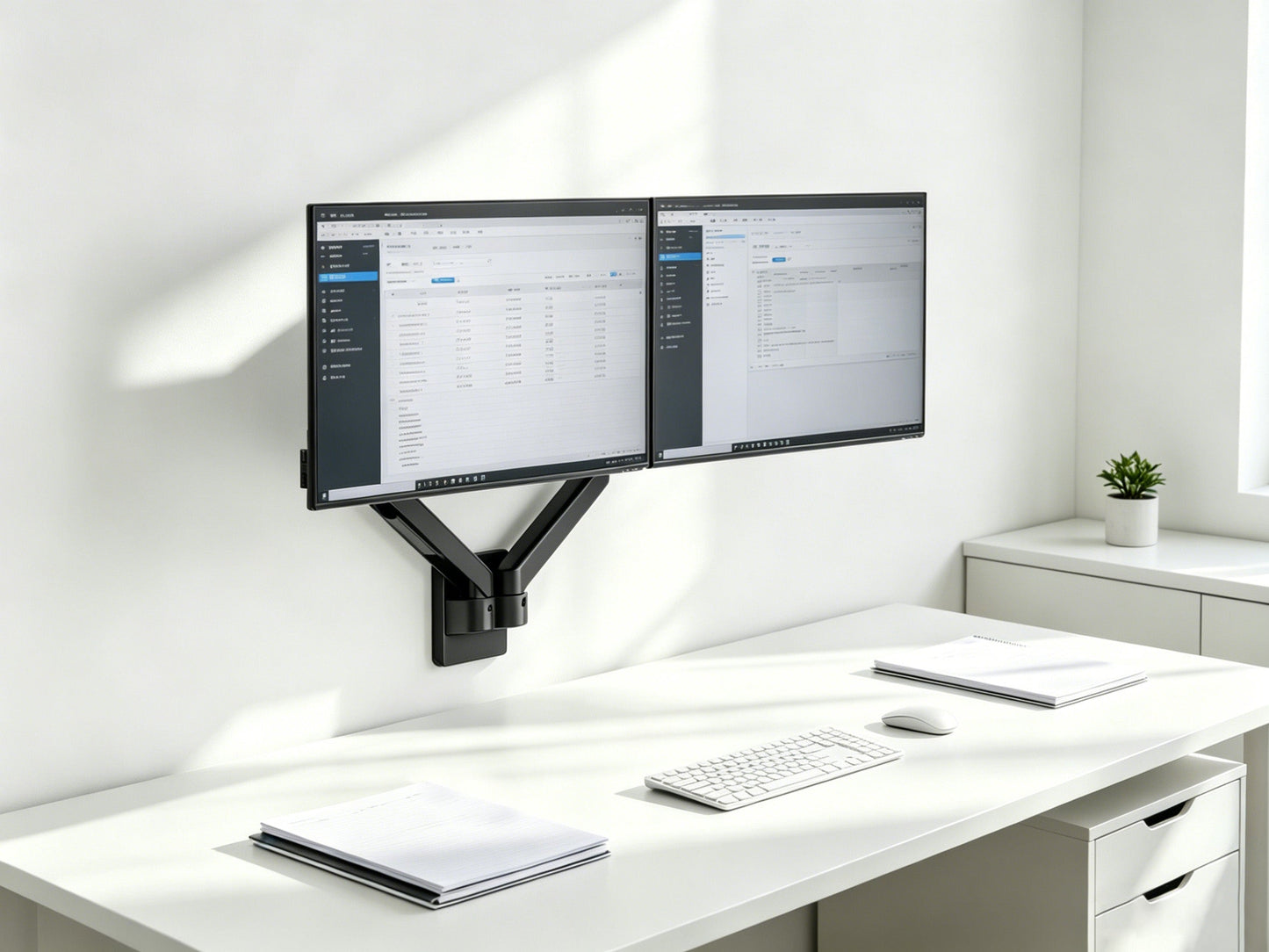 NEOHUBS Core Wall Dual Monitor Arm Mount Adjustable VESA Desktop Stand
