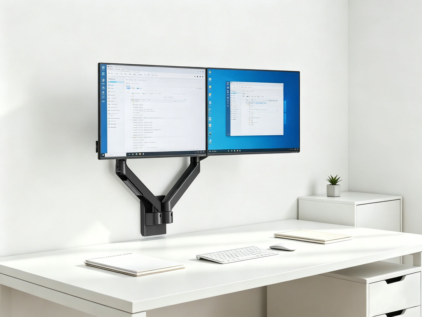 NEOHUBS Core Wall Dual Monitor Arm Mount Adjustable VESA Desktop Stand