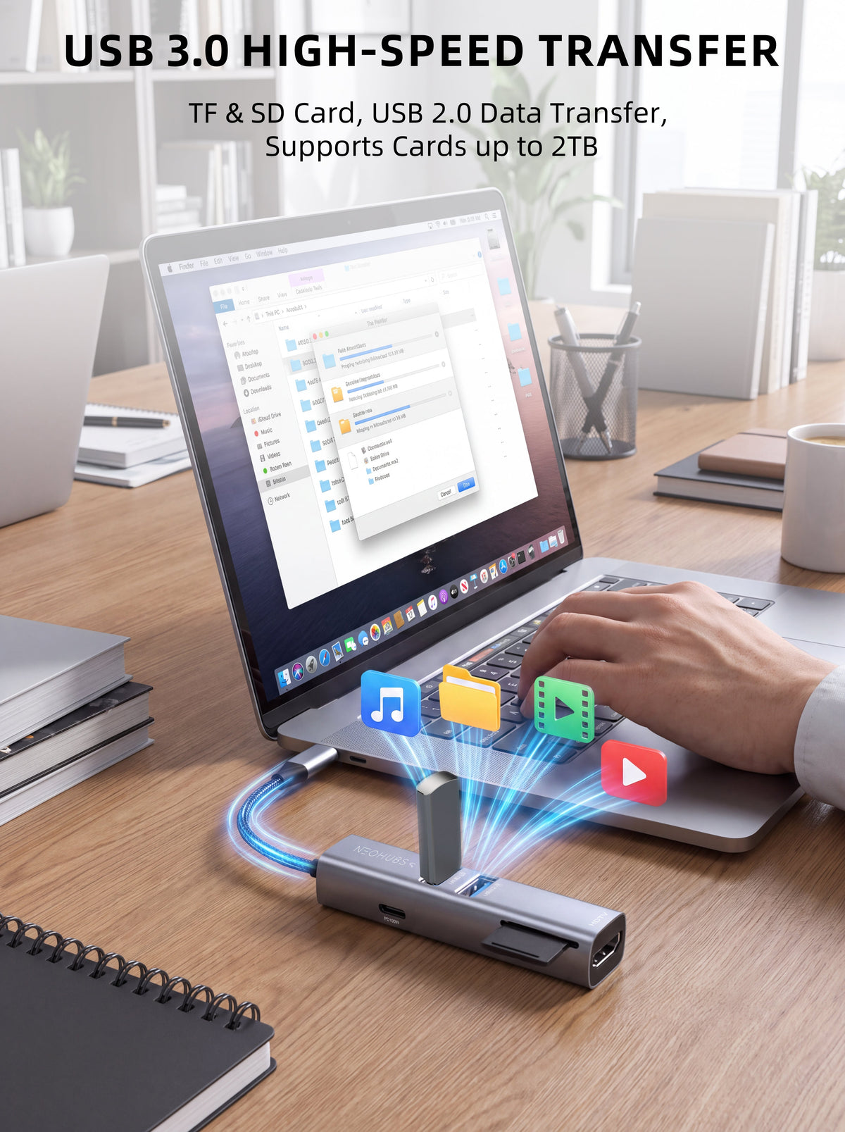 NEOHUBS HUB ELITE 6-in-1 Type-C Hub with HDMI, USB-C 100W, SD/TF, USB 3 & 2